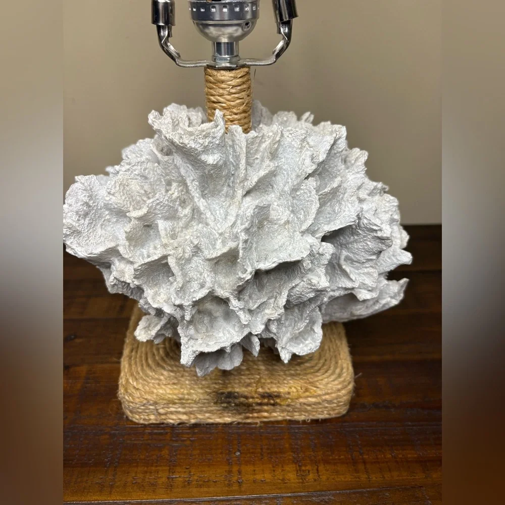 Two’s Company Faux  Coral Table Lamp- White - Picture 4 of 9